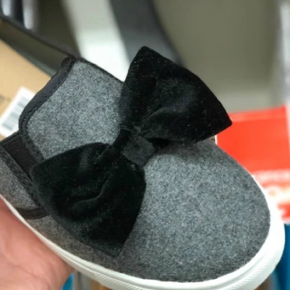 Brash Grey Bow Slip-On Shoes Sneakers 3 - Picture 5 of 5